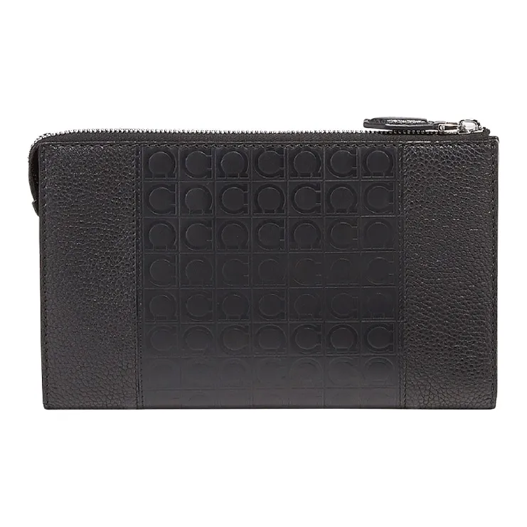 FERRAGAMO Cow Leather Clutch Regular Men's Black-2