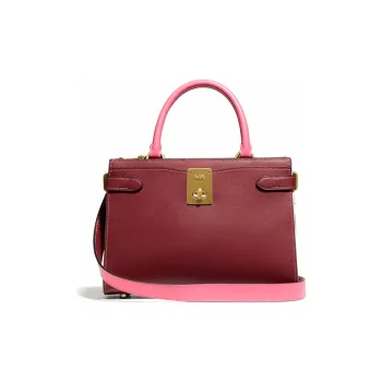 COACH Hutton Cow Leather Multicolor Leather Shoulder Bag Crossbody Bag Handbag Medium Size Women's Burgundy & Pink