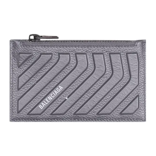 Balenciaga Car Long Coin And Card Holder In Grained Calfskin Dark Grey