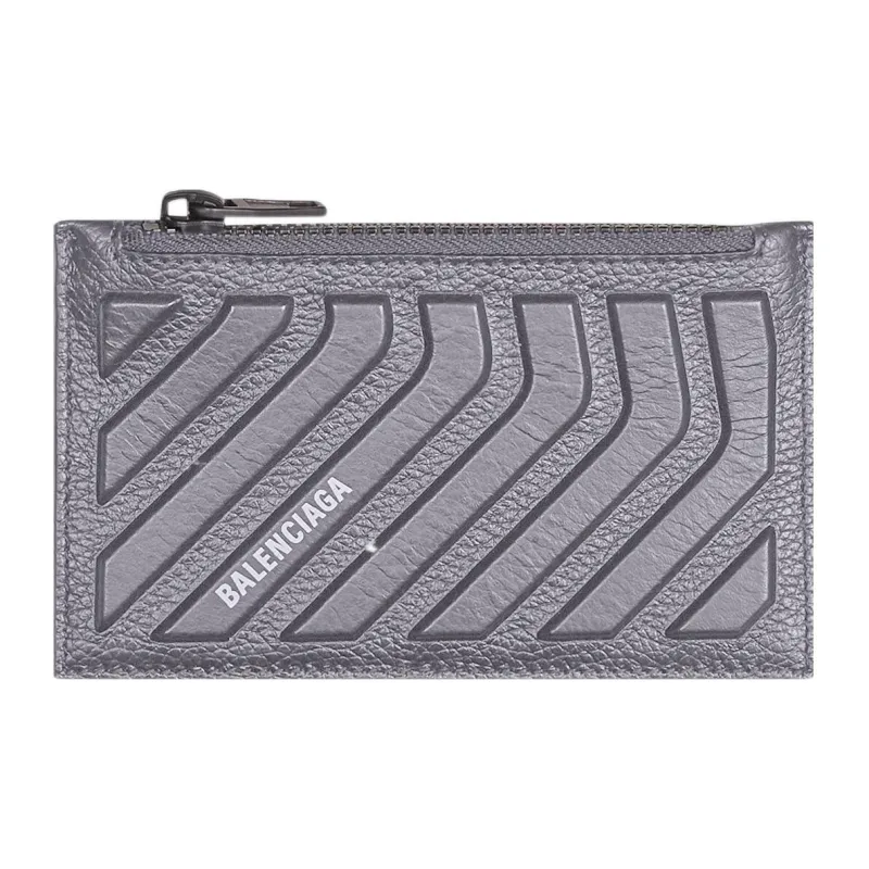 Balenciaga Car Long Coin And Card Holder In Grained Calfskin Dark Grey-0