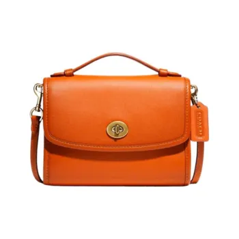 COACH Kip Leather Messenger Bag Handbag Crossbody Bag Shoulder Bag Women's Orange