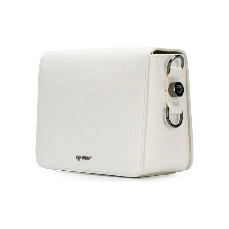 OFF WHITE Binder Clip Series Leather Shoulder Bag Medium Size Women's White-1