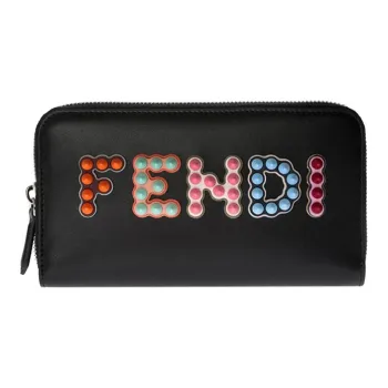 FENDI Leather Wallet Women's Black
