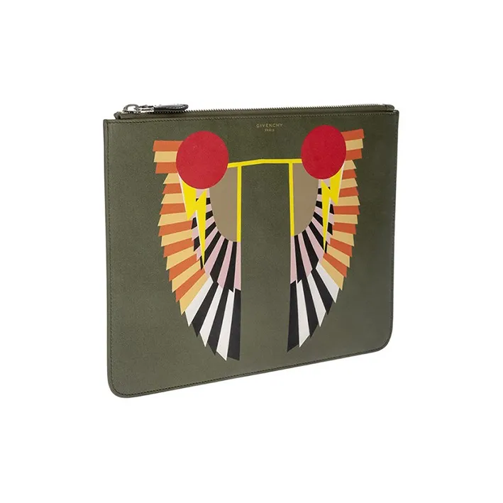 GIVENCHY Leather Clutch Unisex Army Green-1