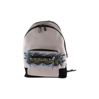 COACH West Matte Pebbled Leather, Suede Leather, And Smooth Leather Backpack Large Size Men's Gray Black Green