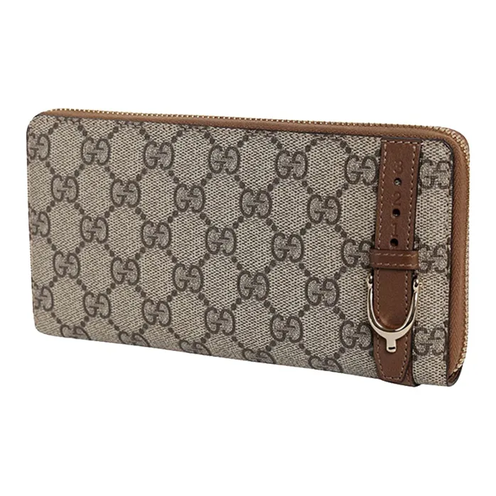 GUCCI Canvas With Leather Wallet Regular Unisex Ebony/Brown-1