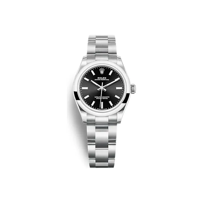 ROLEX Oyster Perpetual Automatic Mechanical Movement Women's Watch 31mm Black Dial Oystersteel Case Oystersteel Strap-0