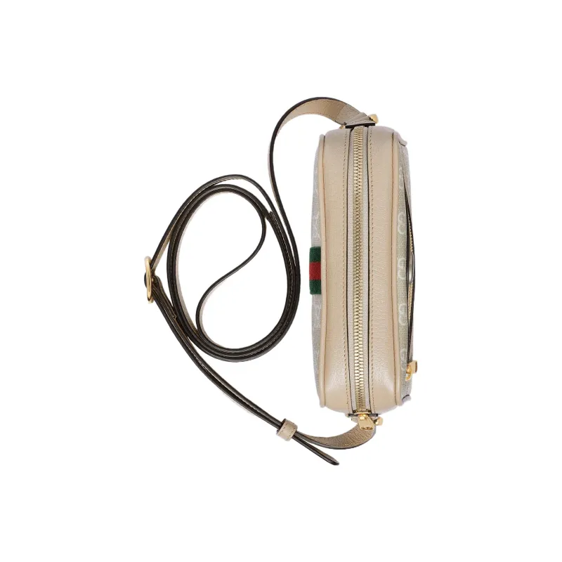 GUCCI Ophidia Canvas With Leather Camera Bag, Shoulder Bag, Crossbody Bag Mini Women's Beige/White-4