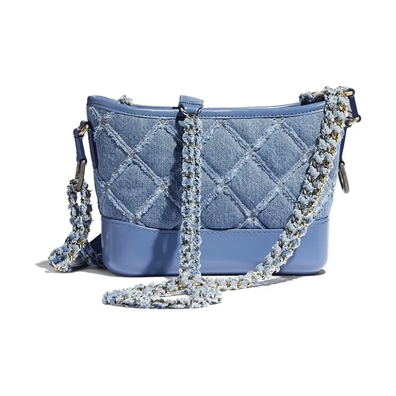 CHANEL Gabrielle Denim Hobo Bag, Backpack, One Shoulder Handbag, Crossbody Bag Trumpets Women's Blue-1