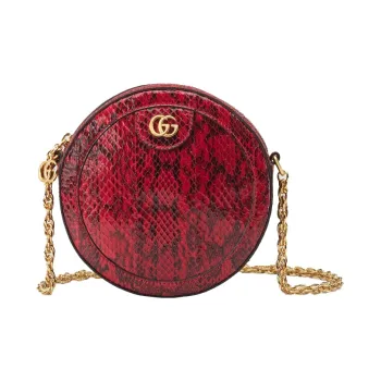 GUCCI Ophidia Snake Skin Shoulder Bag Women's Lotus Red