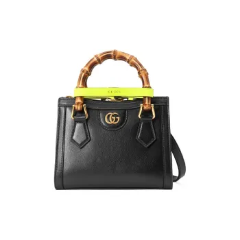 GUCCI Diana Leather Tote Bag, Shopping Bag, Handbag, Shoulder Bag, Crossbody Bag Mini Unisex Black