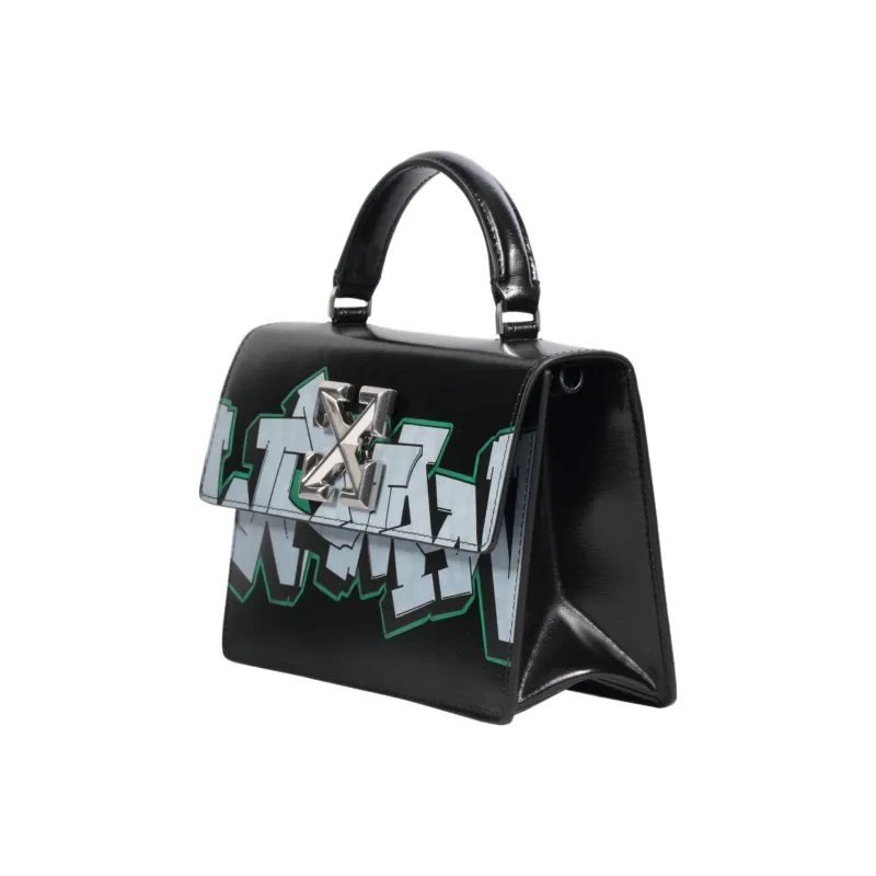 OFF-WHITE Leather Crossbody One Shoulder Handbags Women's Black-3