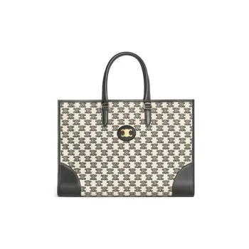 CELINE Embroidered Fabric Tote Bag Shopping Bag Handbag Shoulder Bag Women's Black