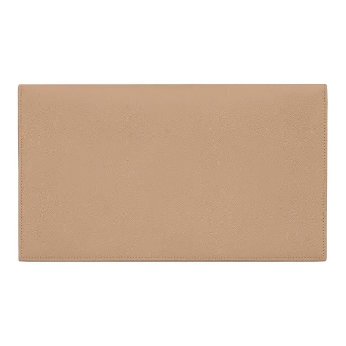 SAINT LAURENT Leather Clutch Trumpets Women's Dark Beige-2