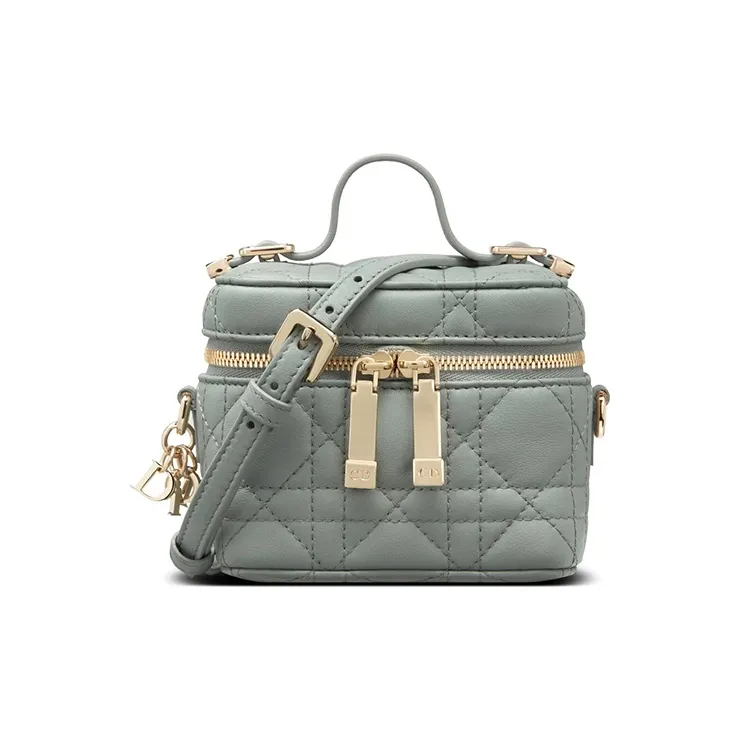 DIOR Lambskin Box Bag, Shoulder Bag, Crossbody Bag, Handbag, Makeup Bag Micro Women's Gray-0