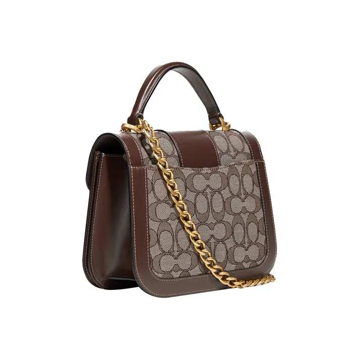 COACH Alie Canvas With Leather Handbag Shoulder Bag Crossbody Bag Small Size Women's Brown-1