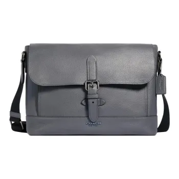 COACH Hudson Pebbled Leather Messenger Bag Shoulder Bag Crossbody Bag Men's Gray
