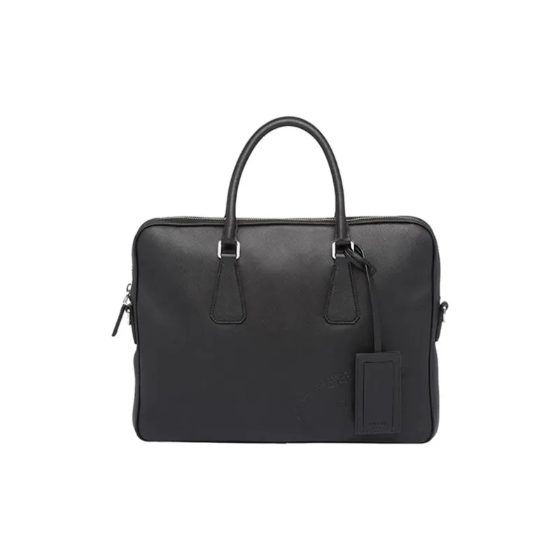 PRADA Saffiano Leather Handbag Regular Men's Black-0