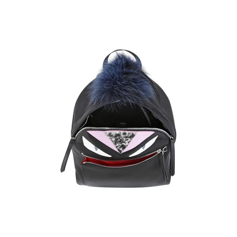 FENDI Nylon With Leather Backpack Unisex Black-3