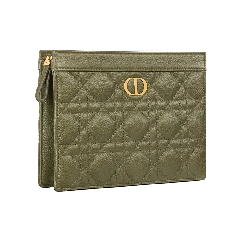 DIOR Caro Soft Cow Leather Clutch Women's Pine Green Color-1