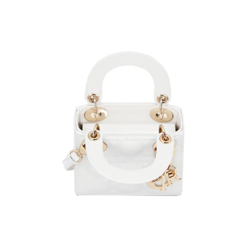 DIOR Lady Dior Patent Leather Cowhide Daisie Bag Handbags Shoulder Bag Crossbody Bag Extra Mini Women's Milk White-3