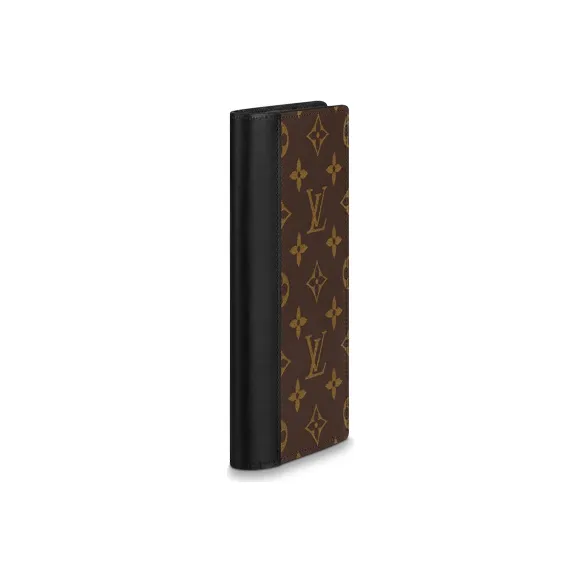 LOUIS VUITTON Brazza Coated Canvas With Cow Leather Wallet, Card Holder, Wallet Unisex Brown/Black Multicolor-1