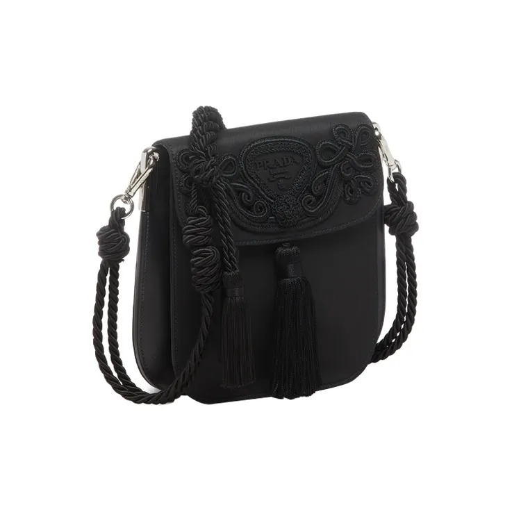 PRADA Nylon With Leather Trim Crossbody Bag Shoulder Bag Women's Black-1