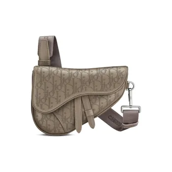 DIOR Saddle Leather Saddle Bag Sling Bag Fanny Pack Shoulder Bag Crossbody Bag Mini Men's Beige