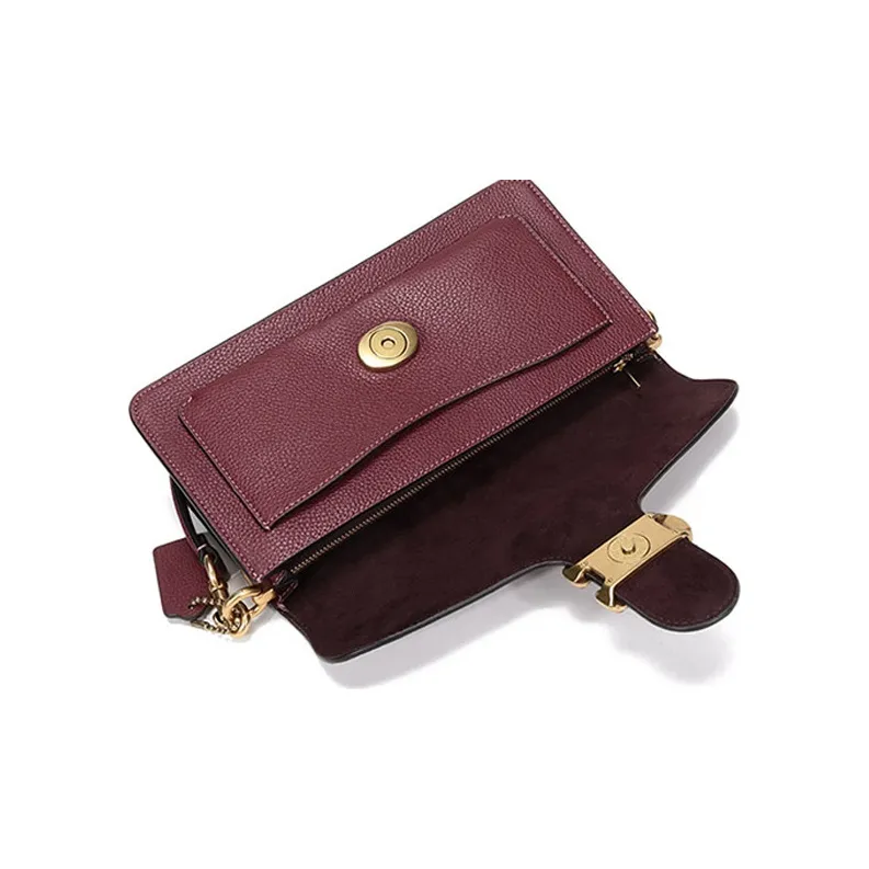 COACH Tabby Solid Color Leather Shoulder Bag, Handbag Medium Size Women's Burgundy-5