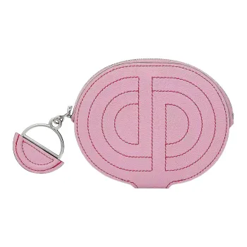 HERMES In The Loop Mysore Goat Skin Wallet Coin Purse Card Holder Mini Women's Forest Purple & Heart Red