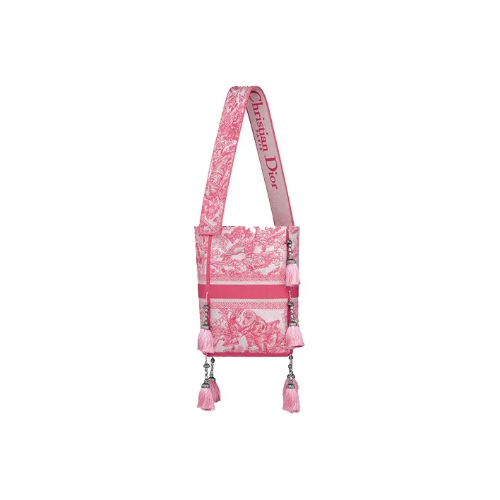 DIOR D-Bubble Collection Canvas Bucket Bag Canvas Bag Handbag Shoulder Bag Women's Pink Peony-2