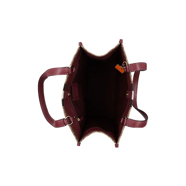 COACH Dempsey Leather Tote Bag, Shopping Bag, Shoulder Bag Large Size Women's Red Orange & Brown-4