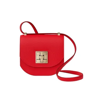 HERMES Mosaique Epsom Leather Shoulder Bag Women's Red