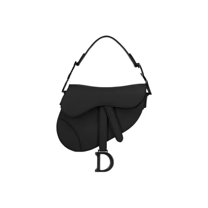 DIOR Saddle Cow Leather Saddle Bag Handbag Shoulder Bag Mini Women's Black-0