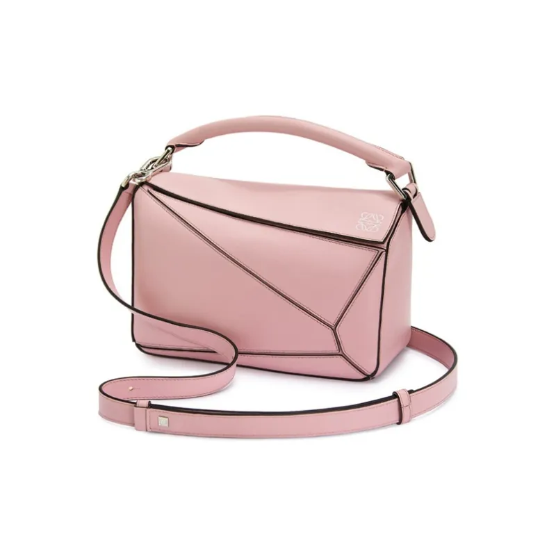 LOEWE Puzzle Cow Leather Shoulder Bag Crossbody Bag Handbags Small Size Women's Pink-1