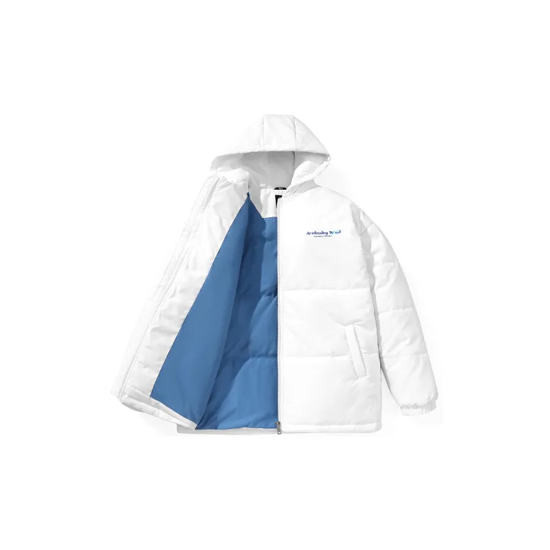 TVX Letter Hooded Loose Fit Puffer Jacket Unisex White-2