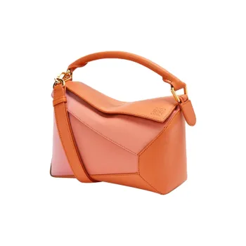 LOEWE Nappa Calfskin Handbag Shoulder Bag Small Size Women's Coral Red/Light Pink