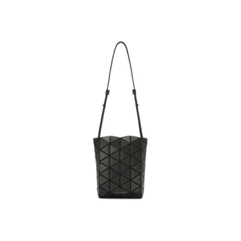 ISSEY MIYAKE Cow Leather Shoulder Bag Crossbody Bag Small Size Women's Black