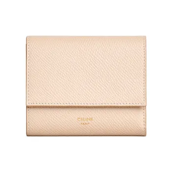 CELINE Classic Bo Grained Cow Leather Wallet Small Size Women's Nude
