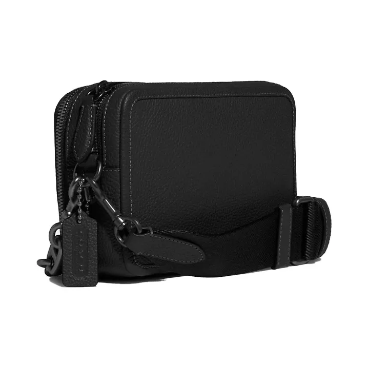 COACH Charter Leather Camera Bag, Handbag, Shoulder Bag, Crossbody Bag Trumpets Men's Black-1