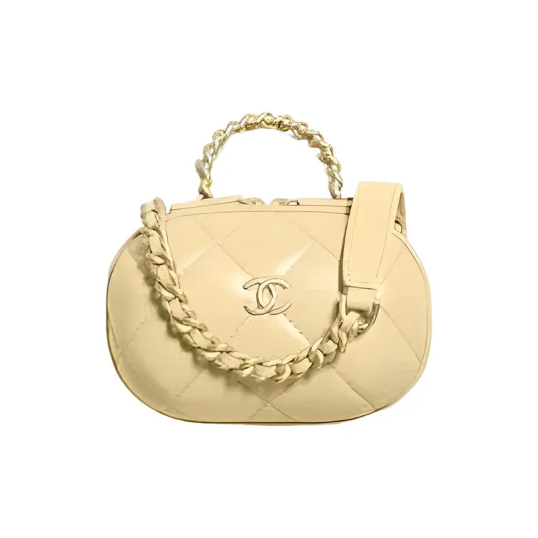 CHANEL 22c Early Spring Sheepskin Makeup Bag Women's Light Yellow-0