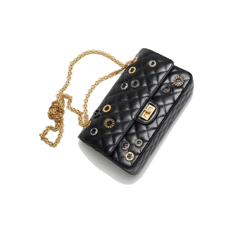 CHANEL 2.55 Calfskin Shoulder Bag Women's Black-2