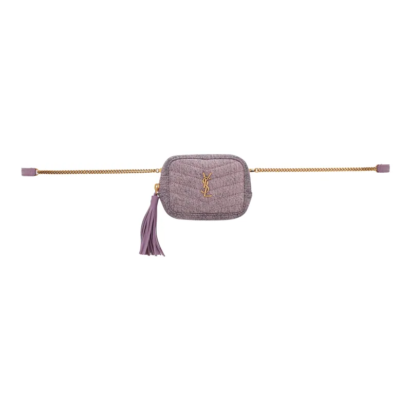 SAINT LAURENT LOU Cotton Cow Leather Camera Bag Fanny Pack Mini Women's Purple-1