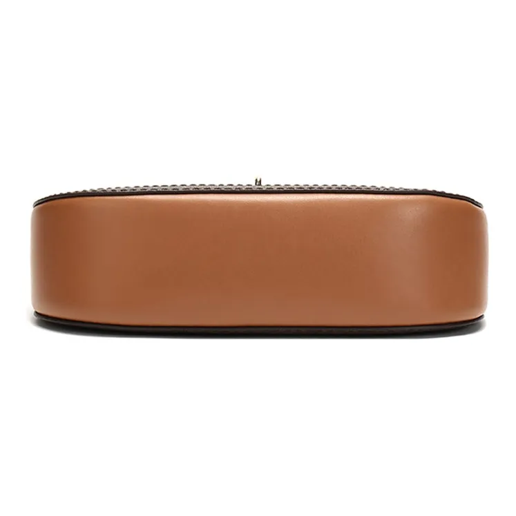 MICHAEL KORS Leather Crescent Bag Shoulder Bag Women's Dark Brown Acorn Brown Monogram-4