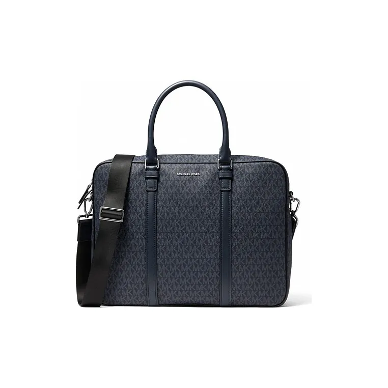 MICHAEL KORS Hudson Artificial Leather Briefcase, Handbag Men's Dark Blue-4