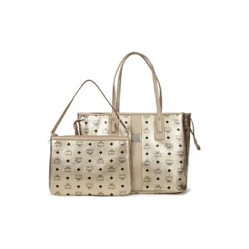 MCM Liz Visetos Coated Canvas Combo Bag Tote Bag Shopping Bag Handbag Shoulder Bag Women's Champagne Gold