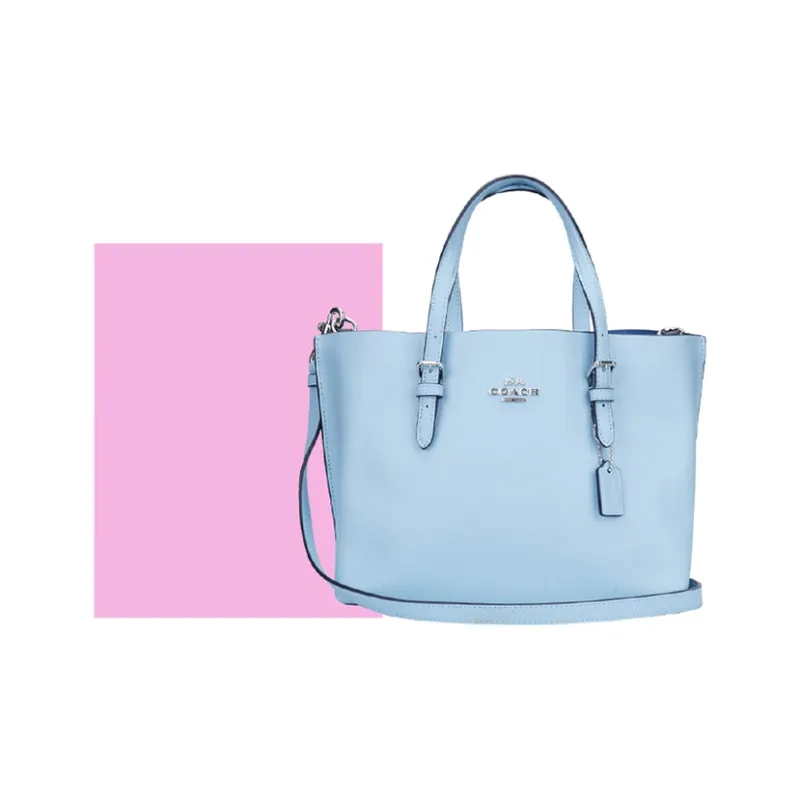COACH Mollie Cow Leather Shoulder Bag, Crossbody Bag, Tote Bag, Handbag Medium Size Women's Holy Grail Blue-5