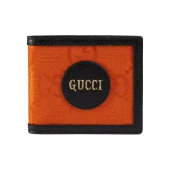 GUCCI Off The Grid Nylon With Leather Wallet Men's Orange/Black