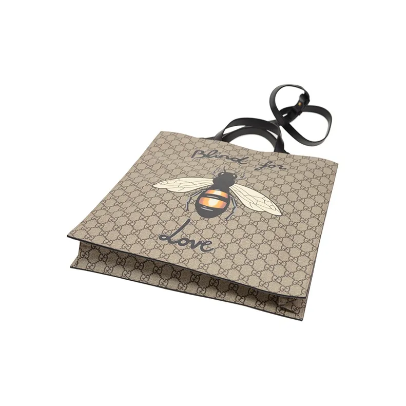 GUCCI Canvas With Leather Tote Bag Shopping Bag Crossbody Handbag Shoulder Bag Women's Gray-4