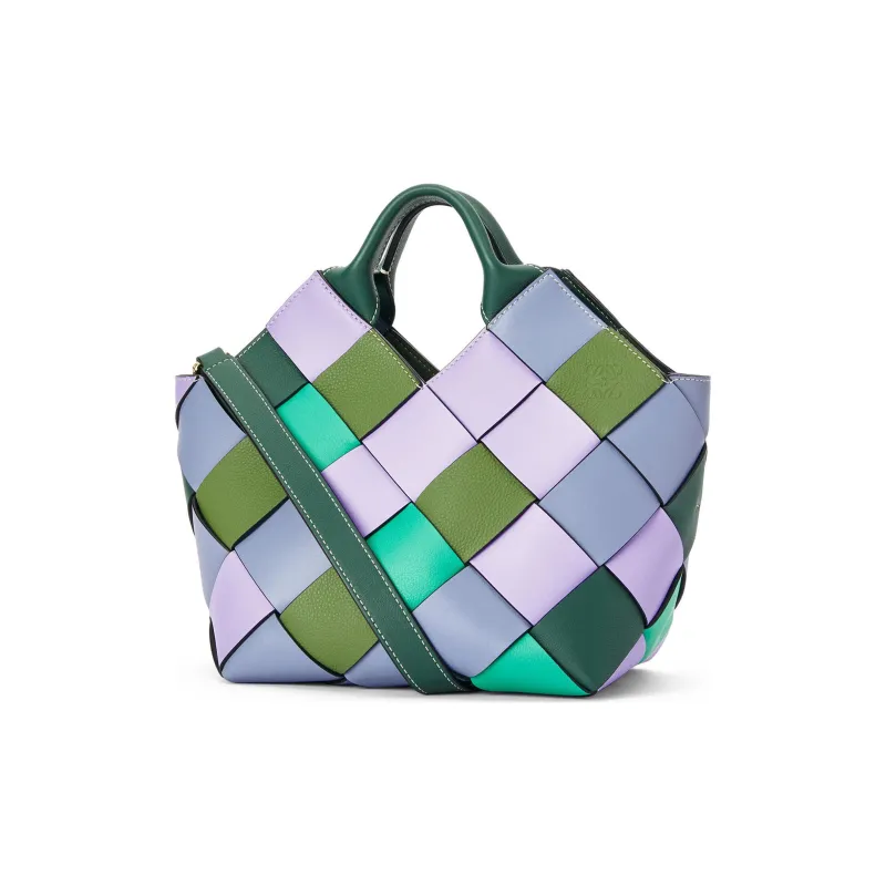 LOEWE Surplus Classic Calfskin Basket Bag, Shoulder Bag, Crossbody Bag, Handbag Trumpets Women's Fuchsia/Green-2